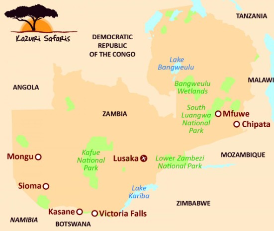 Kaart van Zambia
