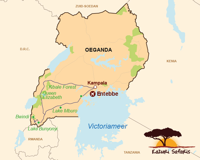 Kaart Oeganda highlights