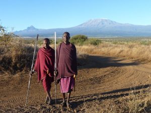 Maasai met de Kilimanjaro op de achtergrond